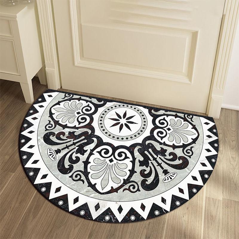 Modern and Simple European Style Semicircular Door Mat Entrance Door Mat 50*80cm Home Bedroom Entrance Carpet Mat Non-slip