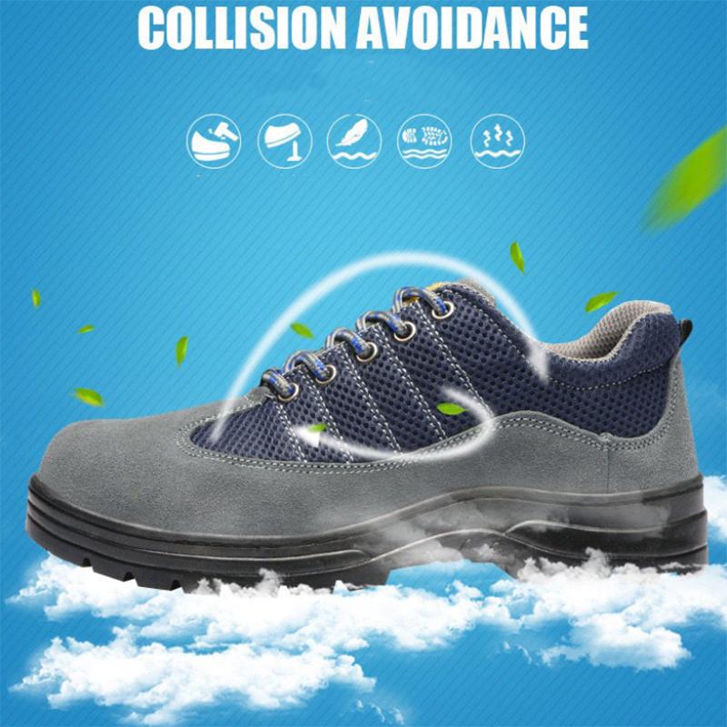 Men's Summer Lightweight Breathable Deodorant Safety Shoes Steel Toe Cap Anti-smash and Anti-piercing Safety Shoes Anti-slip Wear-resistant Work Shoes