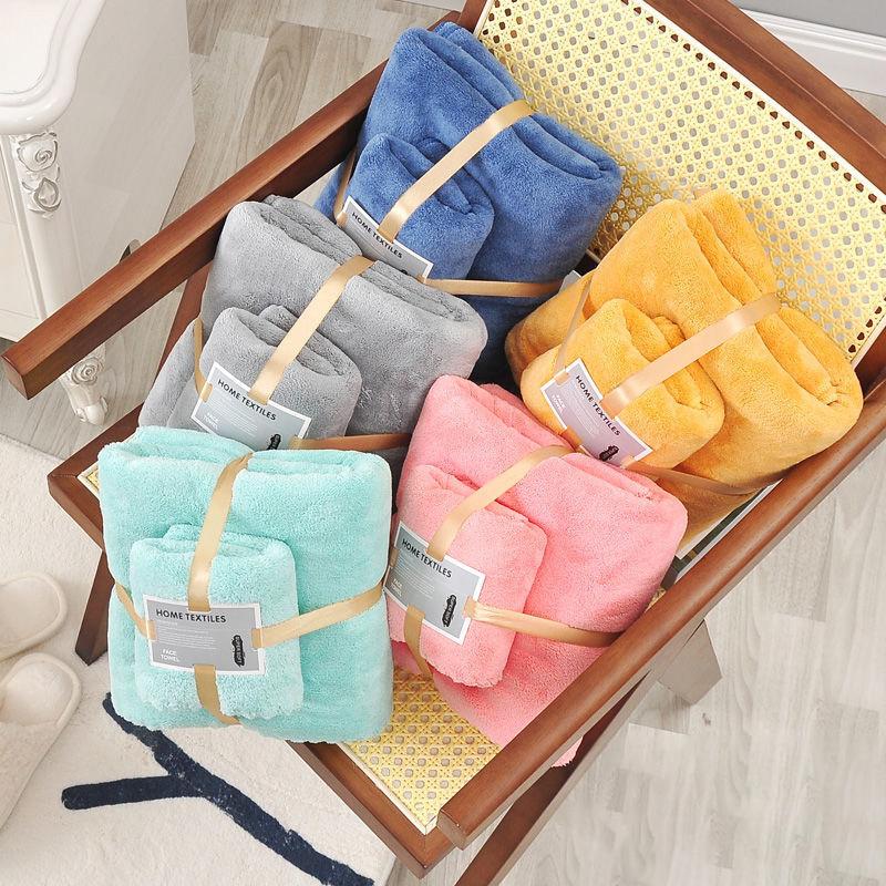 Three-pack Portable Thick Bath Towel Large Towel Set Used for Bathing Quick-drying Cotton Coral Fleece Absorbs Water and Does Not Fade