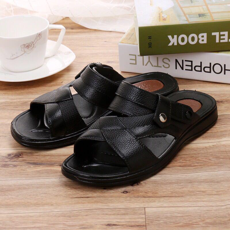 Leather Men's Sandals Summer Soft Shoes Beach Men's Sandals High Quality Sandals Slippers