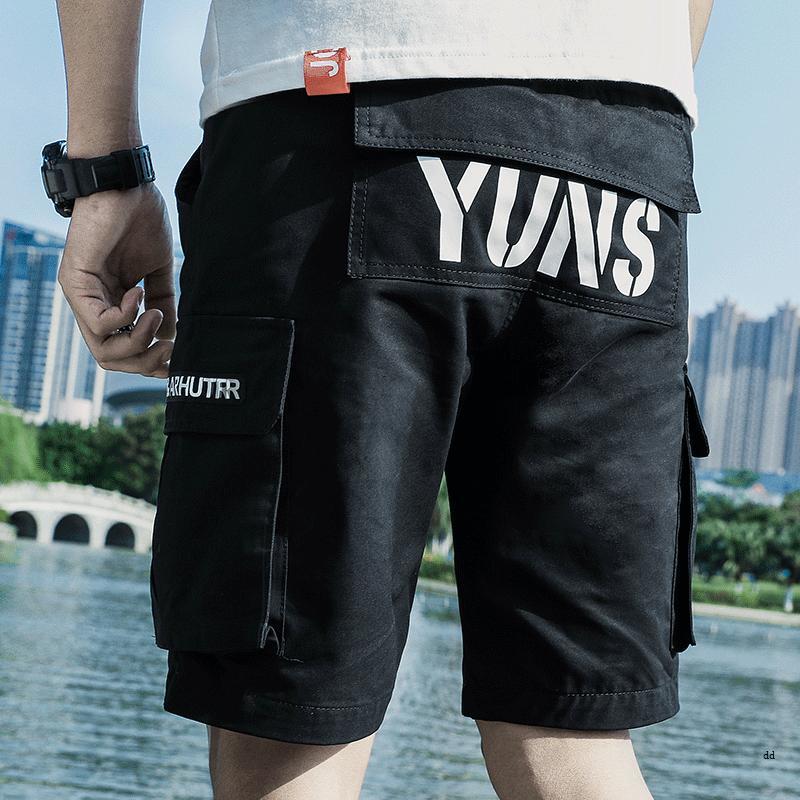 Men's Summer Harajuku Style Pants Men's Trend Loose Five-point Pants Shorts Casual Overalls