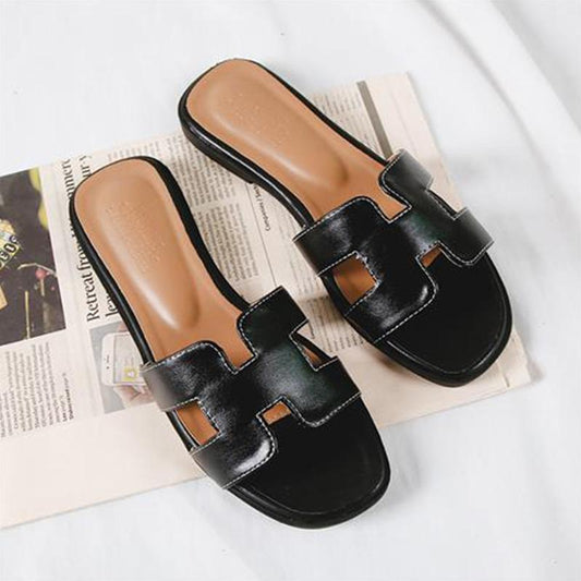 Slippers Female Summer Wear Korean Style Outdoor Flat Bottom Seaside Vacation Travel Beach Home Sandals and Slippers