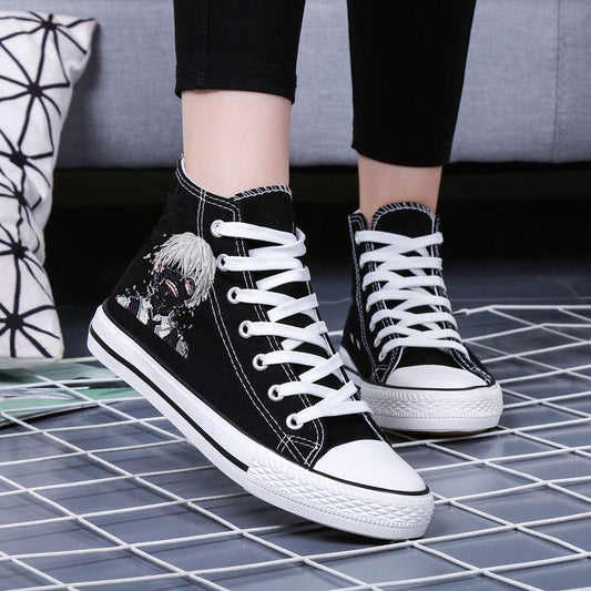 WTEMPO Fluorescent Breathable High-top Canvas Shoes for Men Women Students Board Shoes Couple Casual Shoes