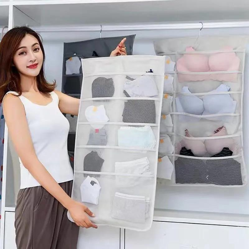 36 Pockets Household Underwear Storage Hanging Bag Panties Socks Bra Closet Double-sided Hanging Storage Bag Storage Artifact Organize Hanging Bags