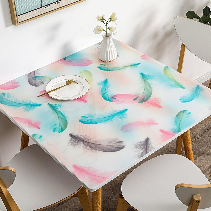 Crystal Plate Printing Table Mat Table Cloth Waterproof and Anti-scald Oil-proof Disposable Household Soft Glass PVC Tablecloth