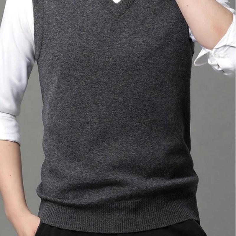 Spring and Autumn Men's Vest V-neck Sleeveless Knitted Sweater Sweater Vest Warm Vest Men's Top