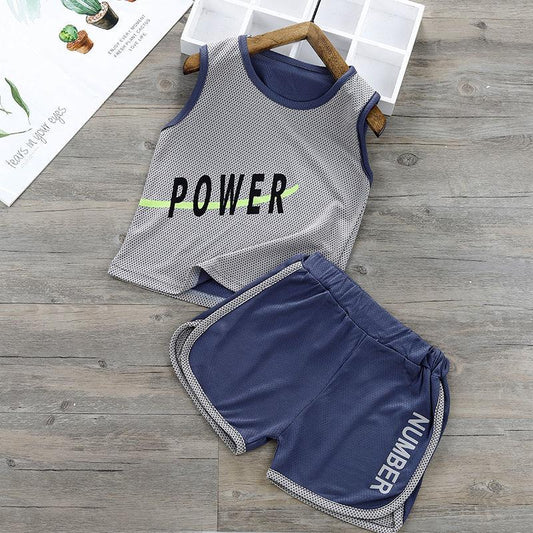 Children's Summer Sports Suit Boys and Girls Quick-drying Breathable Sports Vest Suit Kids Two-piece Mesh