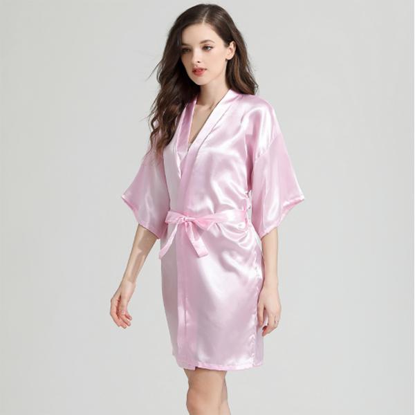 Spring and Autumn Sexy Bathrobe Nightgown Summer Simulation Silk Thin Silk Pajamas