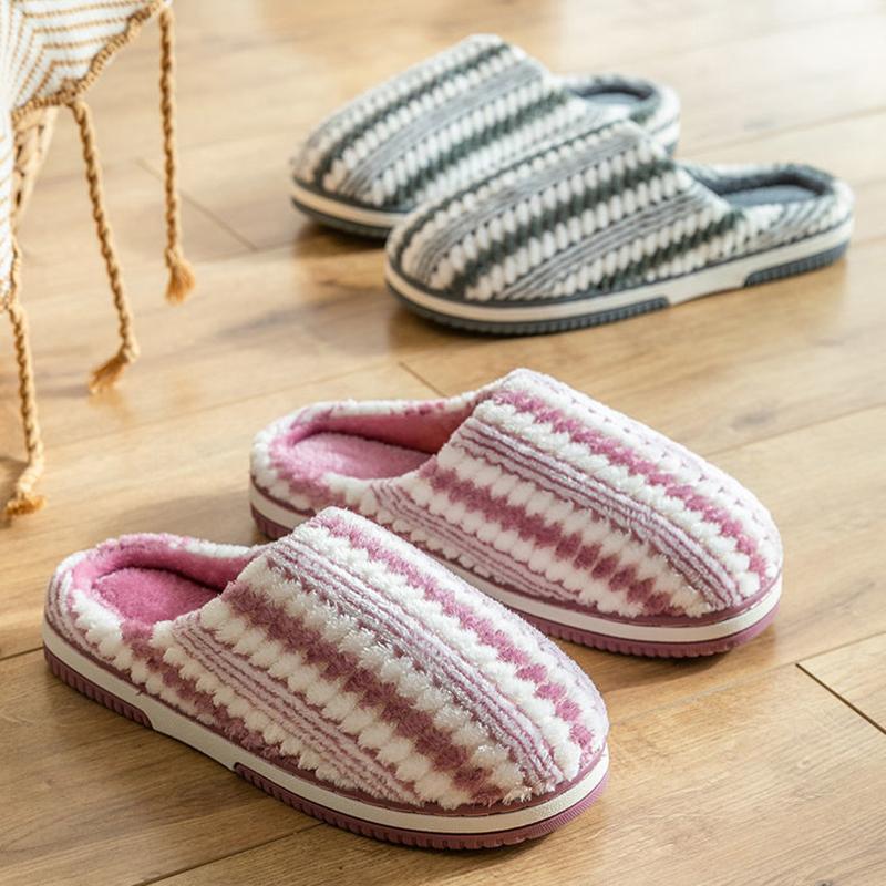 Plat Slippers Women Home Non Fall Slip Winter Thick Warm Slides Plus Size Mens Slippers Casual Cotton Shoes