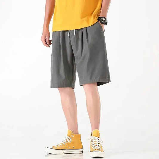 Men's Shorts Summer Loose Breathable Solid Color Casual Five-point Pants Sports Beach Pants All-match Thin Sweat-absorbing Cool Shorts