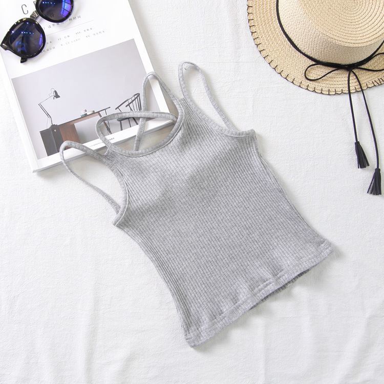 Summer Kids Cute Solid Color Vest Sling Backless Ventilation Top Sleeveless Tops Korean Style Slash Neck Slim Vest for Children Girls