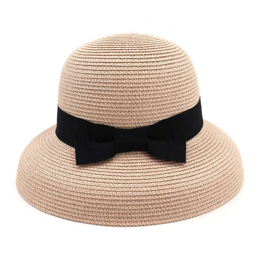 Sun Hat Women Bowknot Straw Sun Hat Floppy Wide Brim Summer Beach Uv Protective Hat