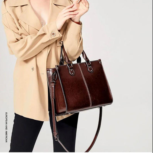 Personality European Style Crossbody Bag High Quality Genuine Leather Women Bags Luxury Top-Handle Bags Large Capacity