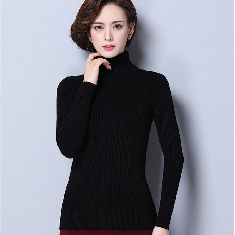 Women's Wool Sweater Winter High Neck Thick Knit Sweater Short Wild Sweater Pullover Slim Bottoming Shirt Plus Size