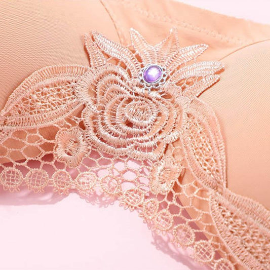 Ladies Thin Section Big Breasts Show Small Plus Size Underwear Without Steel Ring Gather Tube Top Bra Sexy Lace Anti-sagging Bra