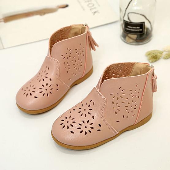 Girls Shoes Girls Spring Summer Soft Sole Low Heel Princess Shoes Solid Color Anti-slip Hollow Out Medium Top Shoes