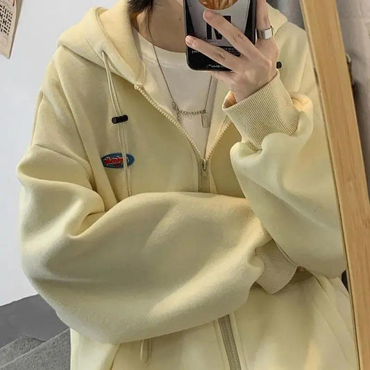 Women's Sweater Cardigan Jacket Spring and Autumn Ins Korean Style Loose Baseball Uniform Student Leisure Sports Big Pocket Top Zipper Coat