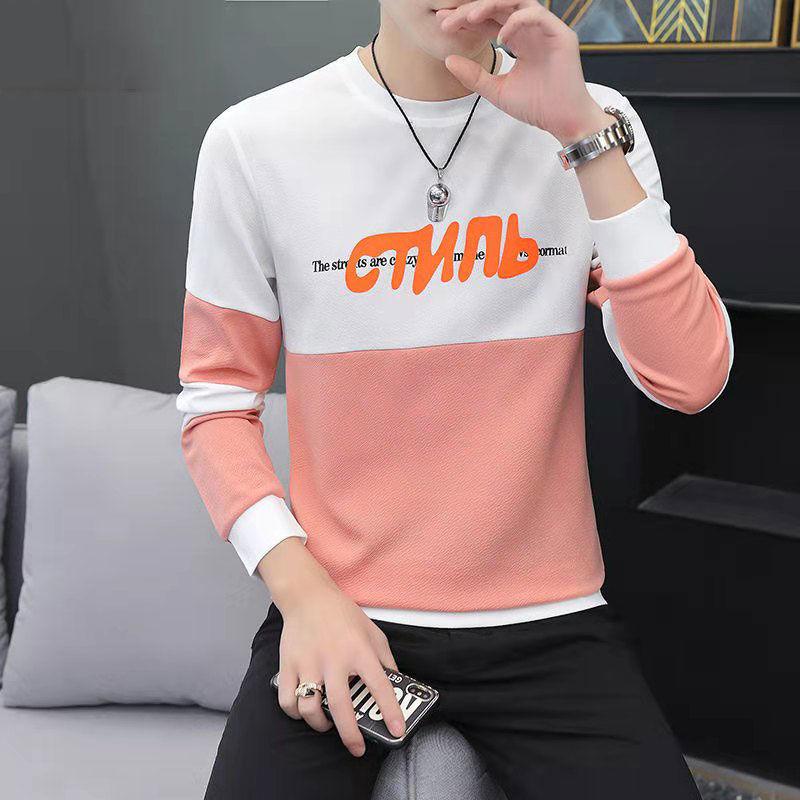 Sweater Men's Spring, Autumn and Winter Round Neck Long-sleeved T-shirt Casual Men's Youth Plus Velvet Padded Bottoming Shirt