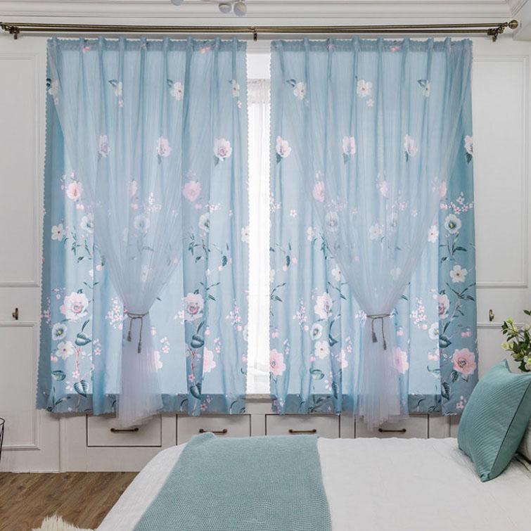 Simple Velcro Shading Curtain Bedroom Rental Room Balcony Window Shading Cloth Curtain Gauze