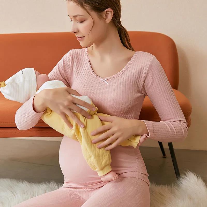 Maternity Suit Autumn/winter Pregnancy Thickening Thermal Underwear Postpartum Nursing Pajamas