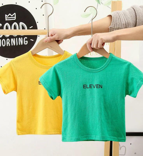 Children's Summer T-shirt Pure Cotton Thin Baby Cotton Short-sleeved Boys and Girls Candy Color Solid Color Children's Foreign Style Blouse