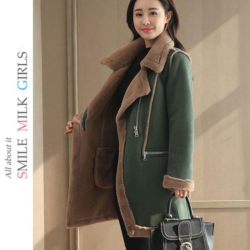 Suede Cotton Coat Winter Korean Version of Loose Thick Fur Lamb Fur Coat Female Mid-length Coat