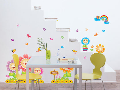 Sunflower Wall Sticker Home Living Room Bedroom Kindergarten Children Room Decoration Stickers