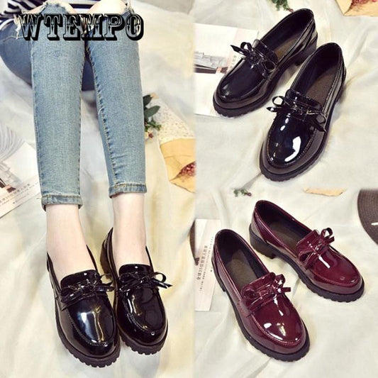 Genuine Leather Shoes Party Basic Lace-up Flat Shoes Women Roundtoe Tenis Feminino Plus Size