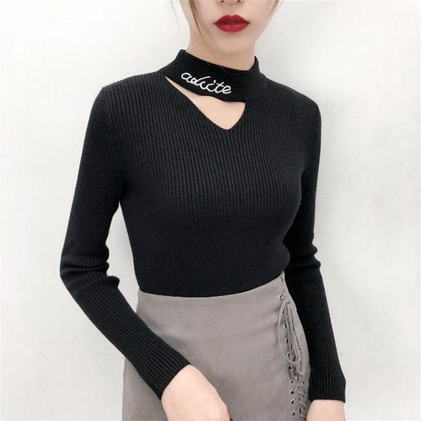 Autumn/winter Thick Slim-fit Sweater Slimming Knit Bottoming Shirt High Collar Sweater Sexy Female Top