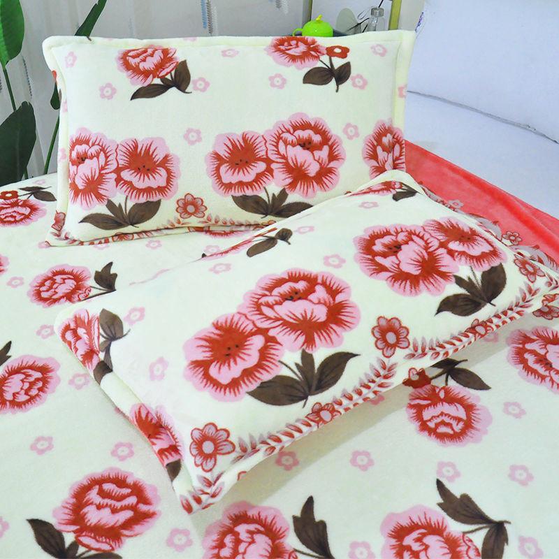 Coral Velvet Pillowcase Flannel Pillow Cover Winter Thicken A Pair of Pure Color Zipper Pillowcases 48*74cm