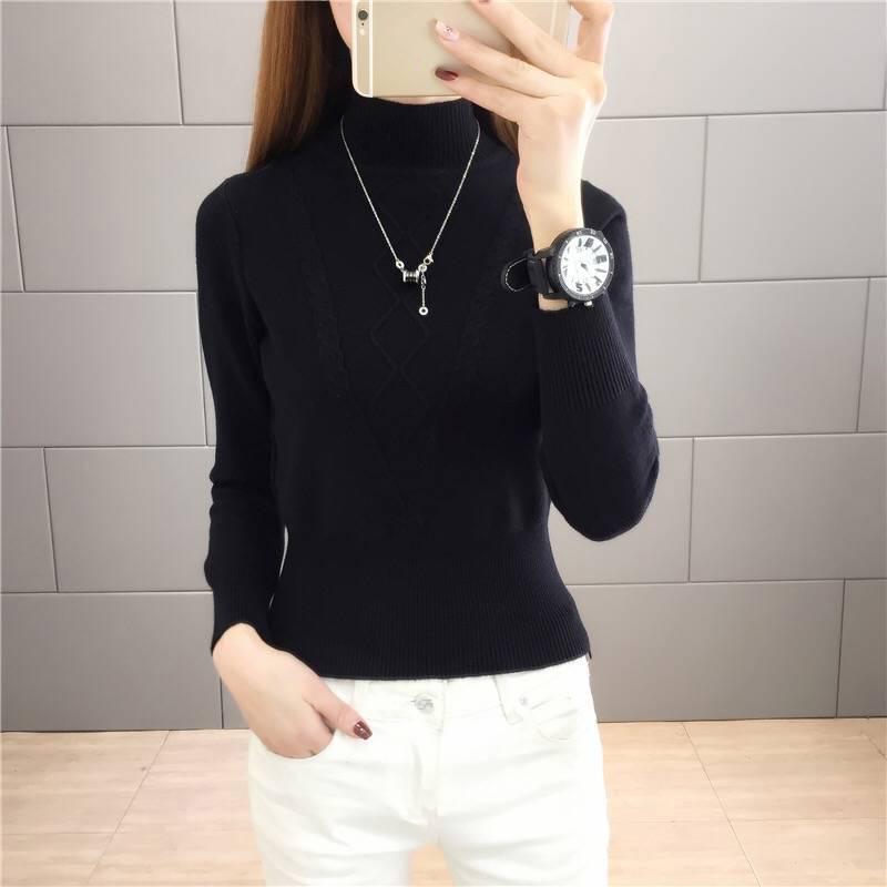 Plus Velvet Twist Long-sleeved Wild Cardigan Women's Half-high Neck High-waist Slim-fit Sweater Short Slim-fit Sweater Tide