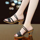 Summer Ladies Sandals and Slippers Thick Heel Mid-heel Fashion Sandals Open Toe Korean Sexy All-match Sandals Women