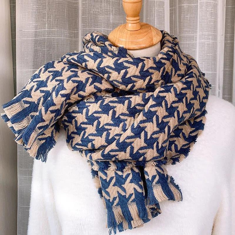 Winter Imitation Cashmere Scarf Houndstooth Wild Scarf Thickened Long Scarf Shawl