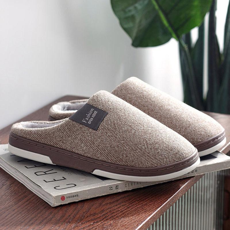 Winter Cotton Slippers Home Non-slip and Deodorant Warm Shoes Couple Style Plus Velvet Cotton Slippers