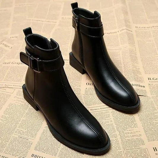 Women's Boots Women's Short Boots Autumn and Winter Martin Boots British Style Thick-heeled All-match Women's Shoes Plush Shoes