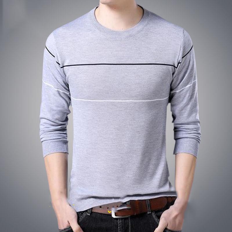 Men Autumn Winter Warm Knitted Sweater Casual Pullover Round Neck Long Sleeve Slim Top