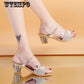 Ladies Sandals and Slippers Thick Heel Mid Heel Sandals Open Toe Korean All-match Sandals Women