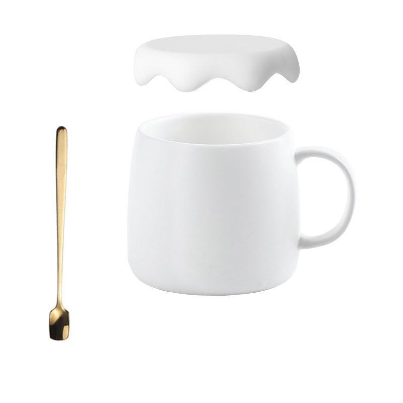 Creative Cup Ceramic High-value Teacup Mug with Lid and Spoon Domestic Water Cup Girl Student Korean Version Cute