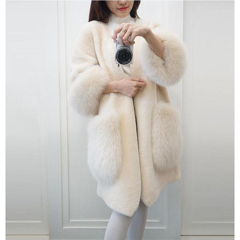 Lamb Fur Mink Loose Coat Winter Ladies Fur Coat Plush Thickening Medium Length Women's Leather Coat Plus Size