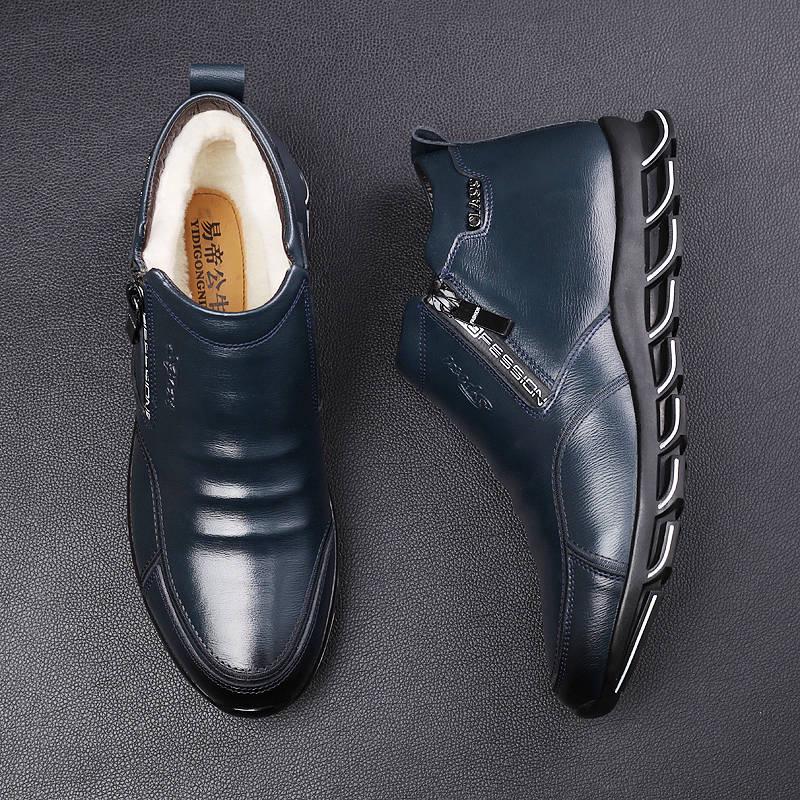 Leather Boots Genuine Leather Men Winter Shoes Fashion Male Shoes Winter Ankle Boots Male Boots