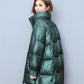 Down Padded Jacket Women Winter Thick Padded Jacket Mid-length Fashion Loose Collar Padded Jacket