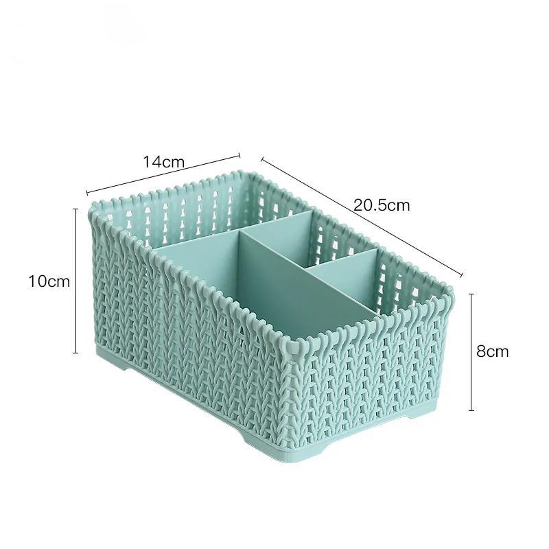 Imitated Rattan Office Desktop Cosmetic Storage Box Plastic Debris Sorting Box Lipstick Remote Control Storage Box