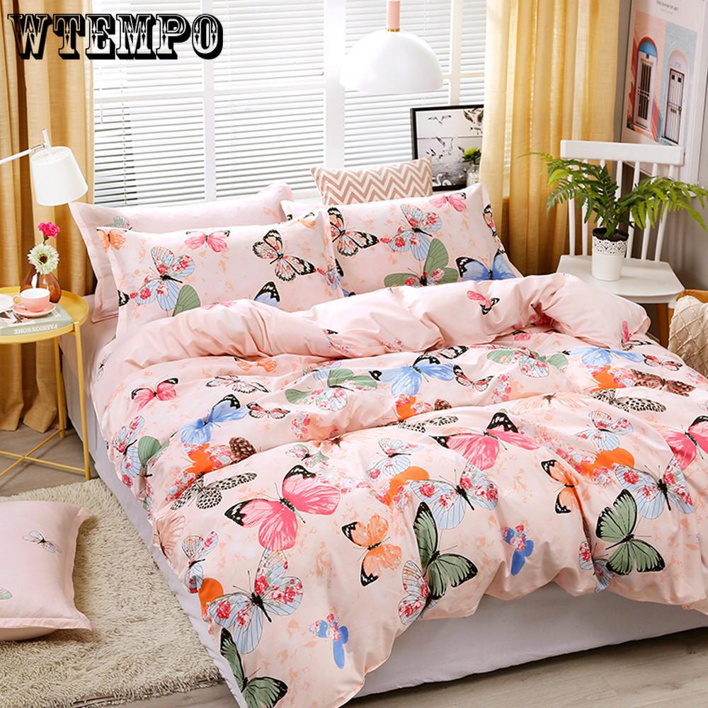 3 Pcs/set Duvet Cover Set Kids Cover Quilt Cover Flat Sheet Butterfly Printing Cotton Bedding Set