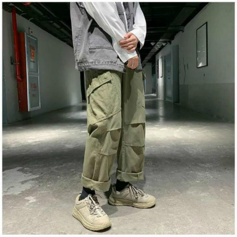 Men's Pants, Men's Tide, All-match Loose Straight-leg Pants, Spring and Summer Multi-pocket Overalls, Casual Pants