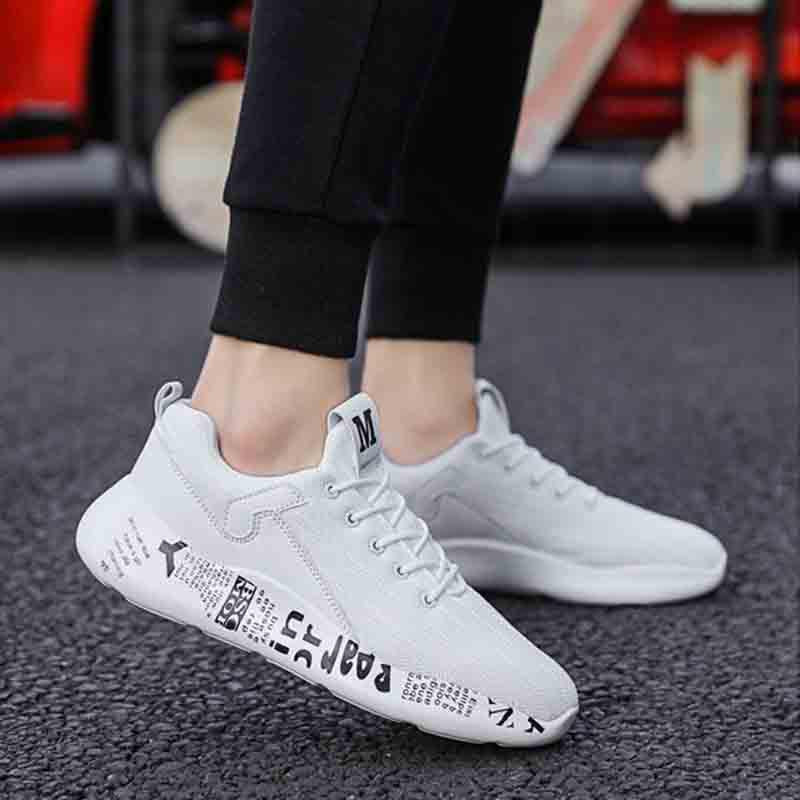 Plus Size 39-44 Fashion Summer Men Mesh Sneakers Low-top Running Basketball Shoes Outdoor Non-slip Shockproof Letter Shoes