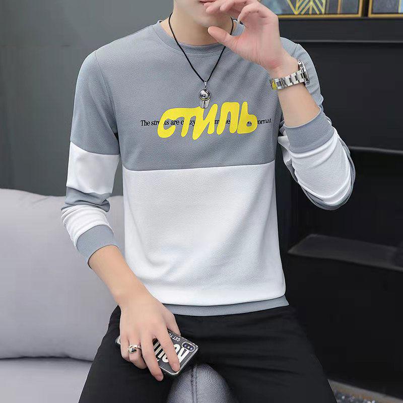 Sweater Men's Spring, Autumn and Winter Round Neck Long-sleeved T-shirt Casual Men's Youth Plus Velvet Padded Bottoming Shirt