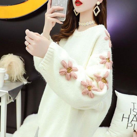 Autumn and Winter Loose Sweater Fashion Casual Jacket Korean Style Simple Young Women's Bottoming Shirt