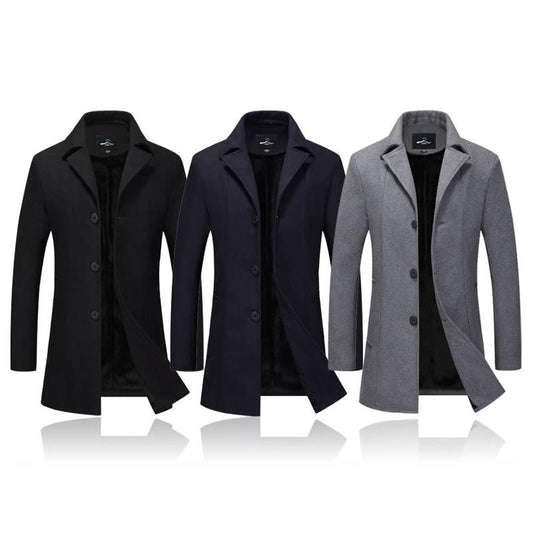 Men's Jacket Wool Long Coat Men Casual Warm Business Casual Overcoat Mens Woolen Jackets Parka Male