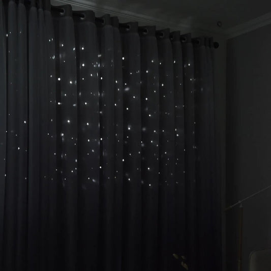 Gradient Princess Wind Window Screen Full Blackout Curtain Hollow Star Curtain Window Screen Living Room Bedroom Finished Curtain