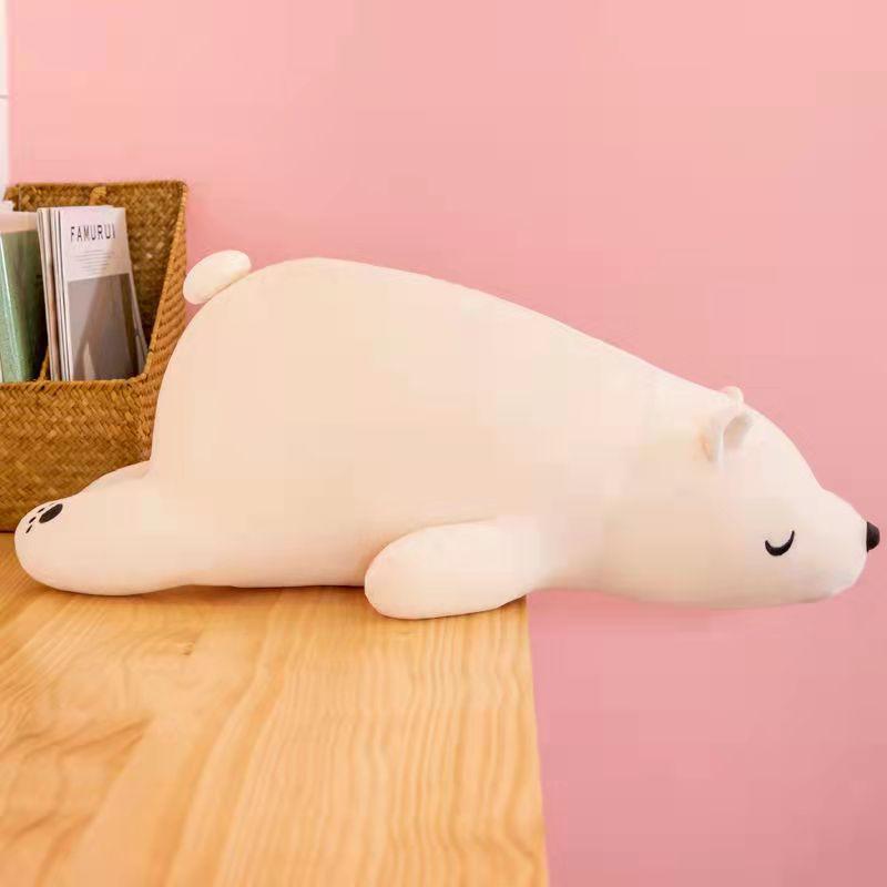 Polar Bear Plush Toys Long Pillow Stuffed Doll Girls Soft Goddess Festival Toys